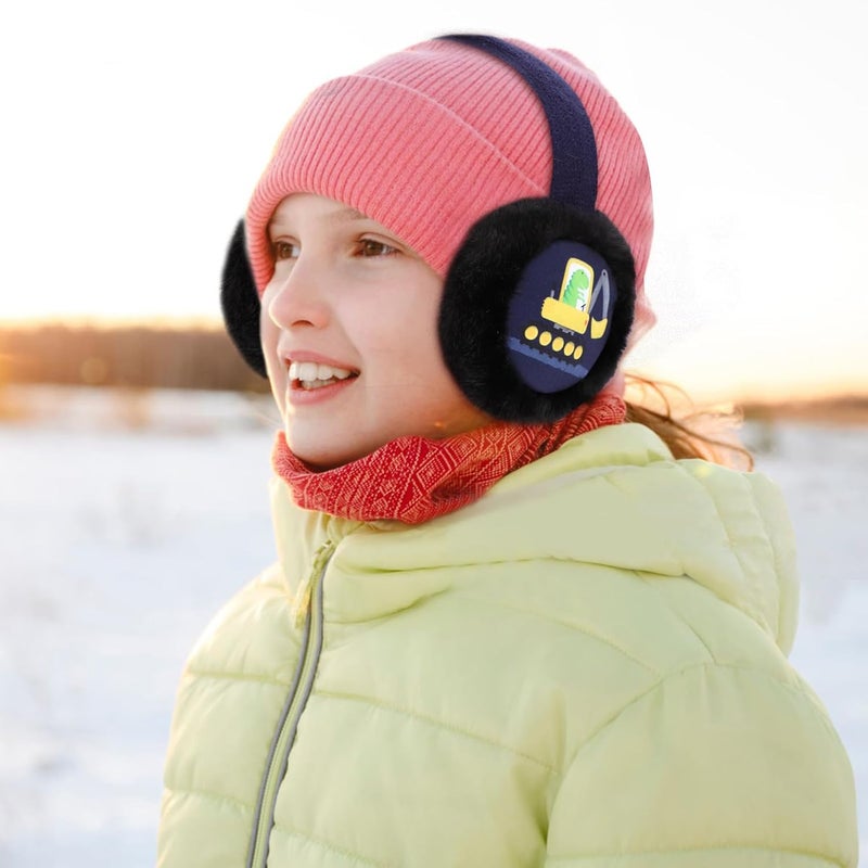 BUTITNOW Toddler Kids Knit Dinosaur Earmuffs Soft Plush Comfortable Winter Outdoor Ear Warmers for Boys Girls - Image 4